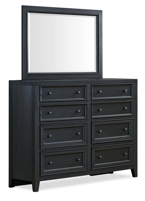 Casa 5pc Bedroom Set with Bed, Dresser & Mirror, Wood, Black - Queen Size