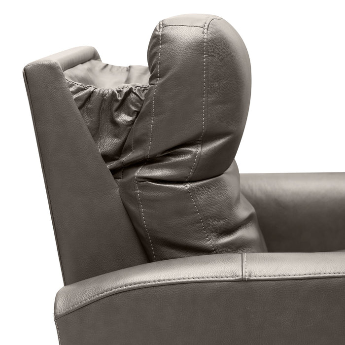 Bryce 35.5\" Top-Grain Genuine Leather Power Reclining Chair with Power Headrest - Grey
