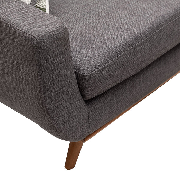 Kort & Co. Freeman 80” Linen-Look Fabric Condo Size Sofa with Wood Legs - Charcoal Grey