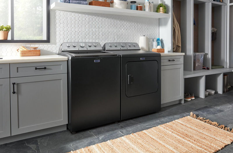 Maytag 5.4 Cu. Ft. Top-Load Washer and 7 Cu. Ft. Gas Dryer with Steam - Volcano Black