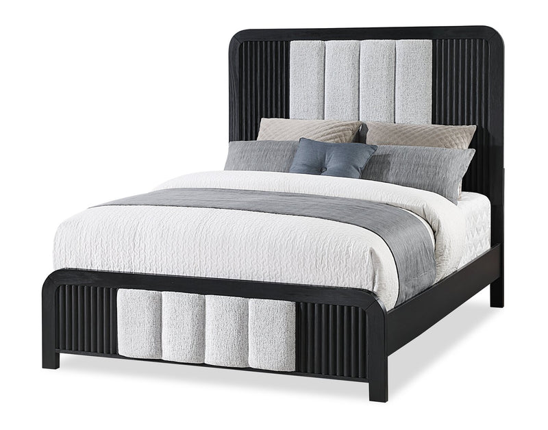 Kaleo 5pc Bedroom Set with Bed, Dresser & Mirror, LED, Modern, Black - Queen Size