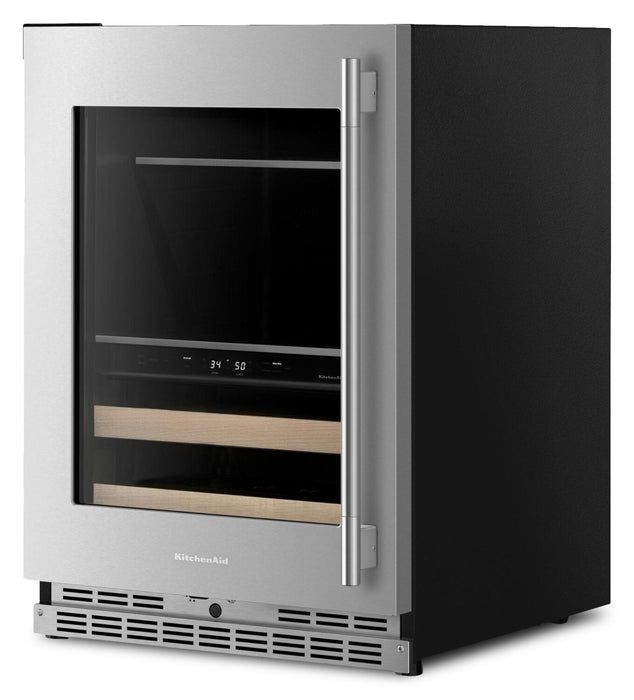 KitchenAid 24\" Beverage Centre with Wood-Front Racks – PrintShield™ Stainless Steel - KUBL524SPS