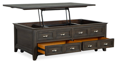 Hanson 50” Traditional Pine Lift Top Coffee Table with Storage and Casters - Graphite | Table à café traditionnelle Hanson de 50 po en pin avec dessus relevable - graphite