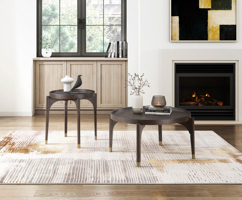 Neeva 24\" Modern Round End Table - Dark Brown Birch