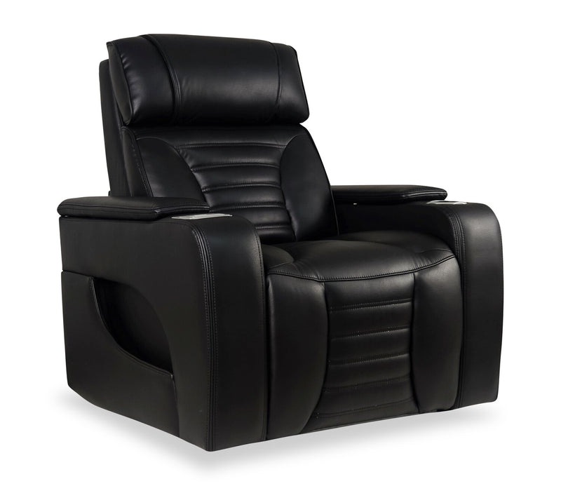 Zen 40\" Faux Leather Power Reclining Massage Chair with Power Headrest and Heated Seat - Black