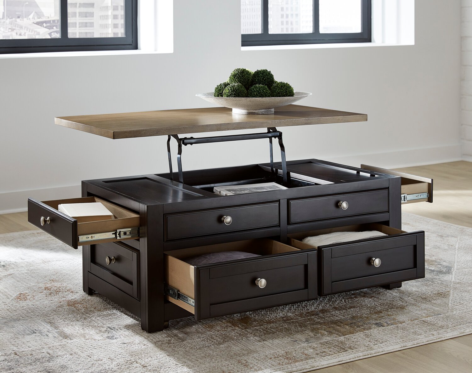 Wells 46" Solid Wood Lift Top Coffee Table with Storage and Casters ...