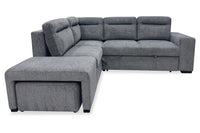 Coast 3-Piece Left-Facing Fabric Sleeper Sectional with Storage and Ottoman - Smoke 