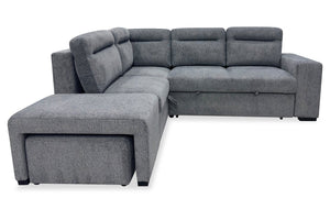 Coast 3-Piece Left-Facing Fabric Sleeper Sectional with Storage and Ottoman - Smoke