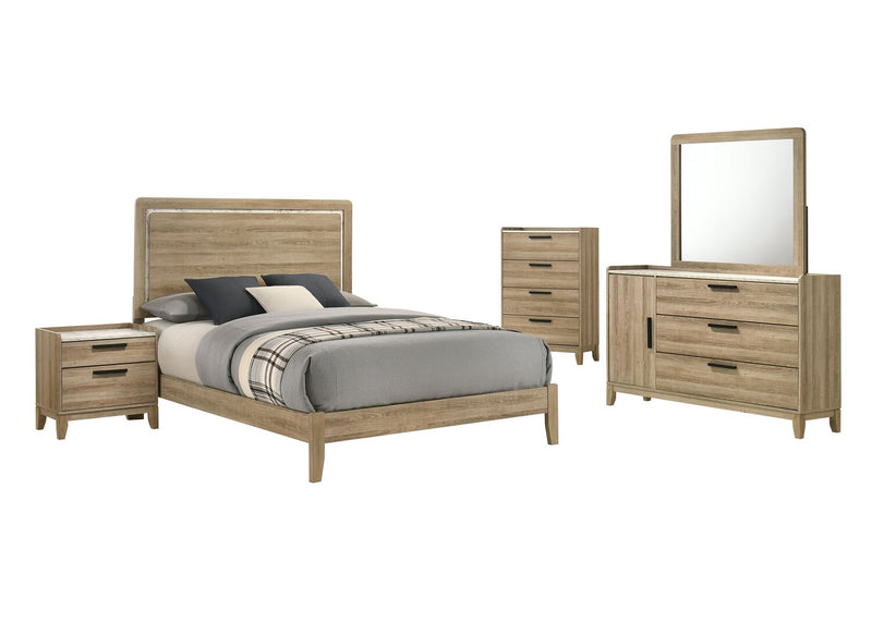 Sable Panel Bed with Headboard & Frame, Light Brown - Full Size