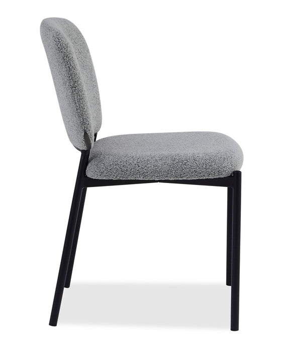 Luka Dining Chair with Boucle Fabric, Metal - Grey