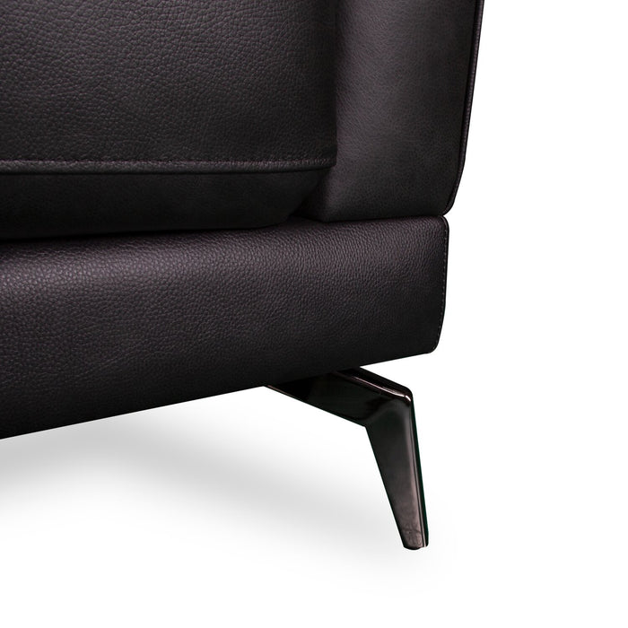 Melrose 36.5\" Top-Grain Genuine Leather Chair with Metal Legs - Black