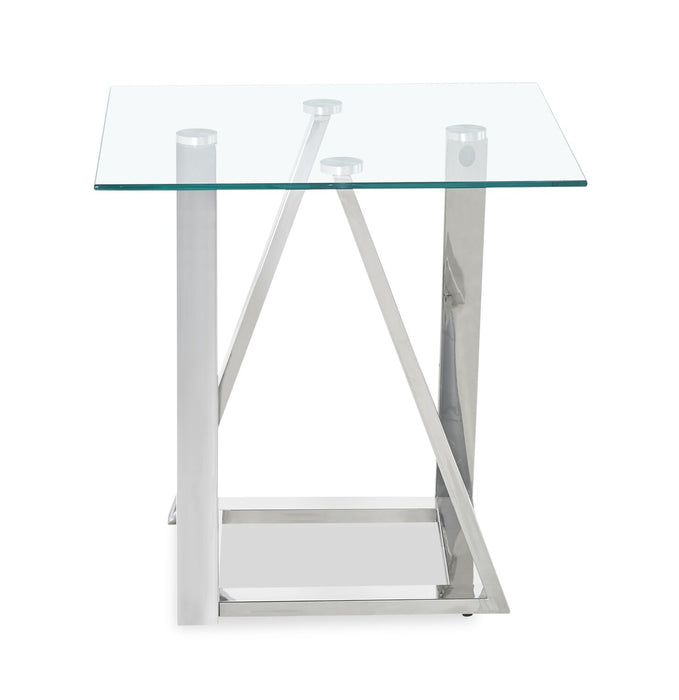 Briar 22\" Modern Glass Top End Table - Silver