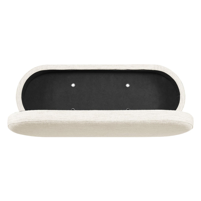 Montreal 43.5\" Oval Fabric Storage Ottoman - White