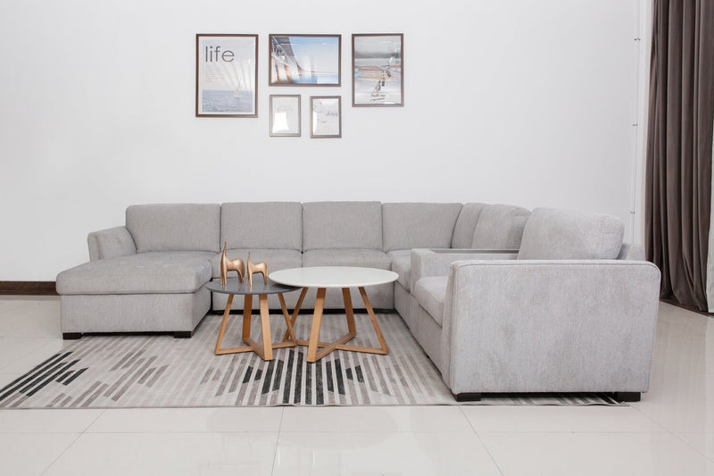 Vault 6-Piece Left-Facing Sectional with Sofa Bed Loveseat, Two Storage Chairs and Storage Chaise - Grey