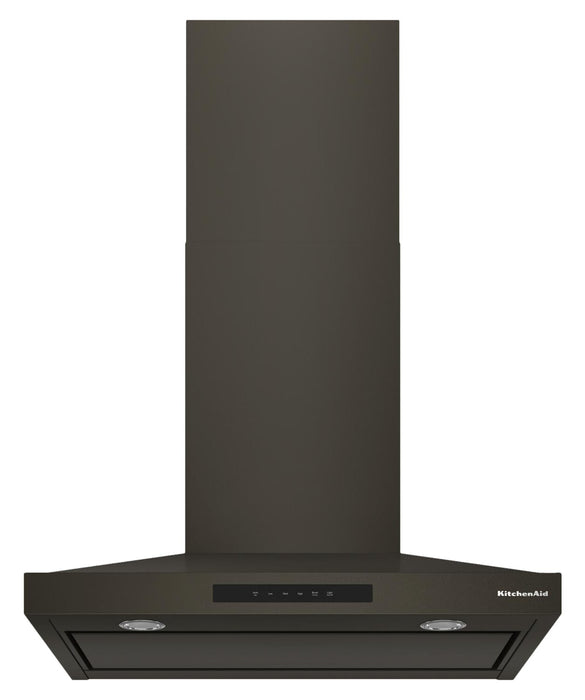 KitchenAid 30\" Wall-Mount 4-Speed Canopy Range Hood – Black Ore - KVWC730SBE
