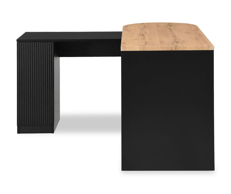Ridley 55.1\" Convertible L-Shaped Desk with 3-Drawers - Black and Oak
