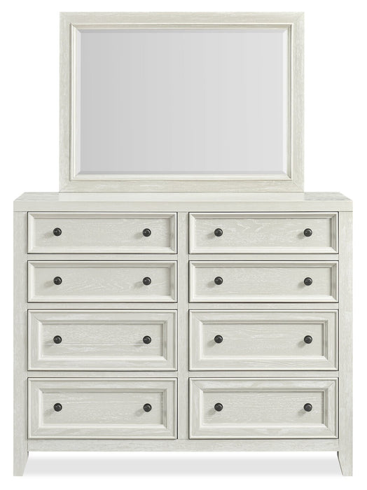 Casa 5pc Bedroom Set with Bed, Dresser & Mirror, Wood, White - King Size