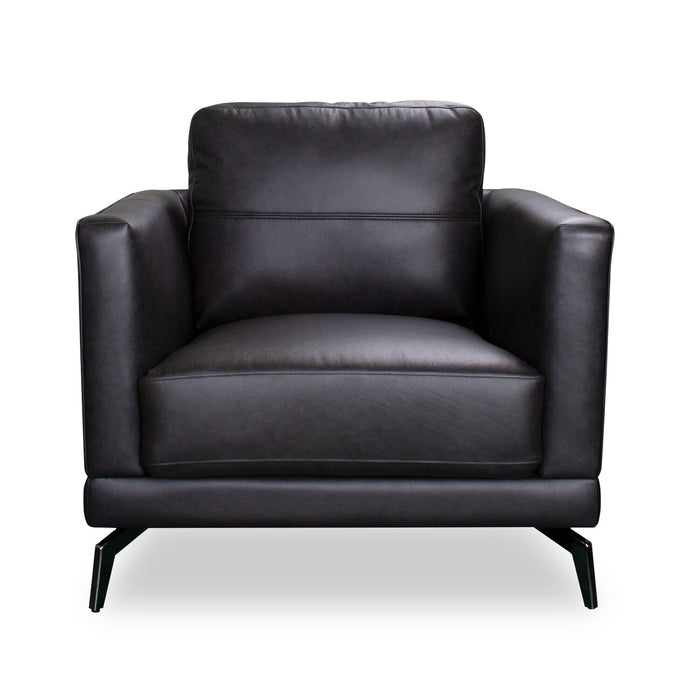 Melrose 36.5\" Top-Grain Genuine Leather Chair with Metal Legs - Black