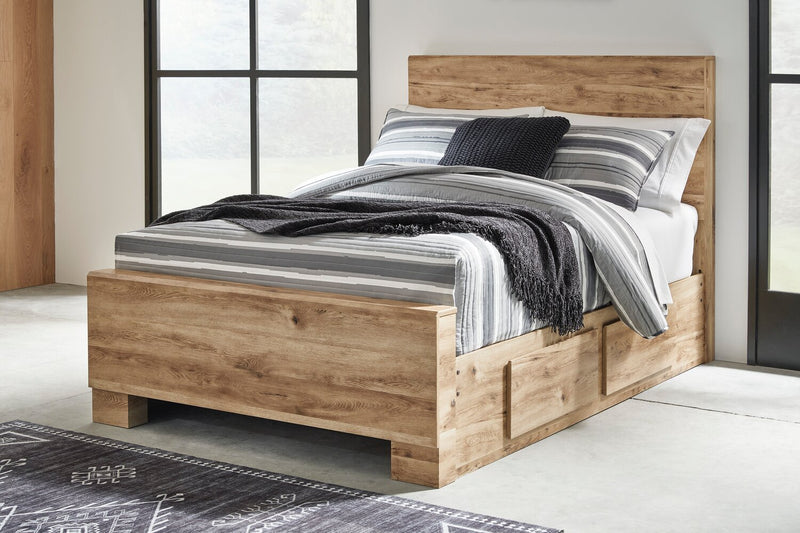 Derekson Storage Bed with 2 Built-In Side Drawers, Natural - King Size