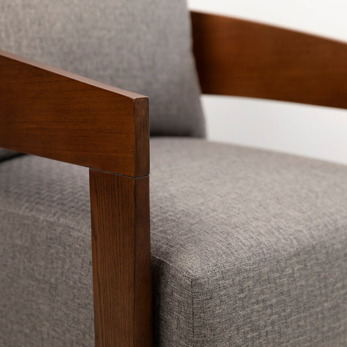 Amor 28.54\" Fabric Accent Chair with Wood Arms and Legs - Grey