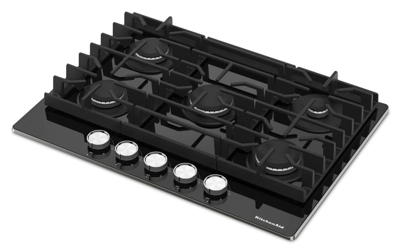 KitchenAid 36\" Gas-on-Glass Cooktop - KCGG536PBL