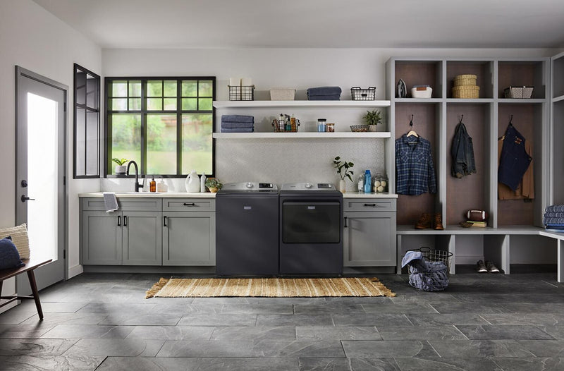 Maytag 6.0 Cu. Ft. Smart Top-Load Washer and 7.4 Cu. Ft. Gas Dryer – Midnight Steel 