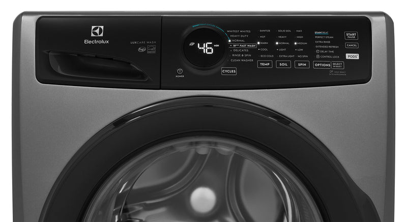 Electrolux 4.5 Cu. Ft. Front Load Perfect Steam™ Washer with LuxCare® Wash - Titanium - Stackable - ELFW7437AT