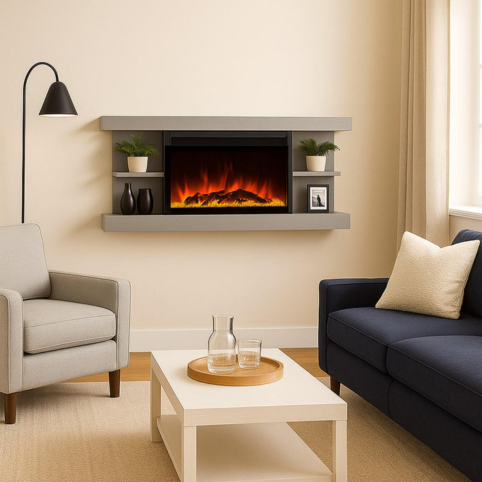 Canyon 48\" Electric Fireplace with Wall-Mount Mantel - Grey