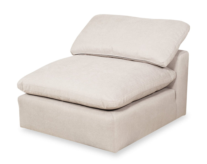 Eclipse Modular 38\" Linen-Look Fabric Armless Chair with Reversible Feather Down Cushions - Linen Beige