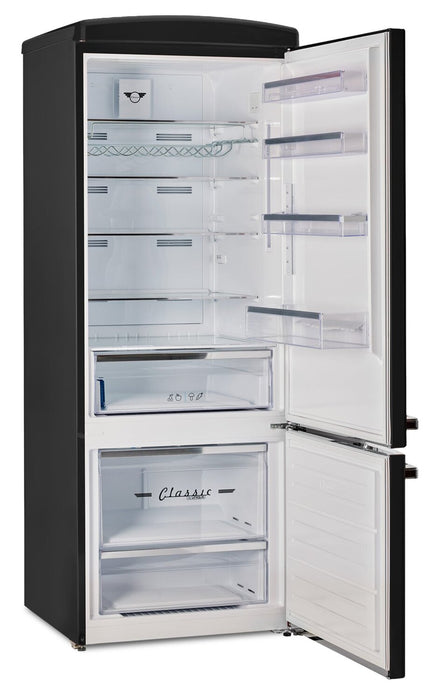 Unique Classic Retro 28\" 17 Cu Ft. Bottom Mount Refrigerator - Black - UNQ-455L B AC