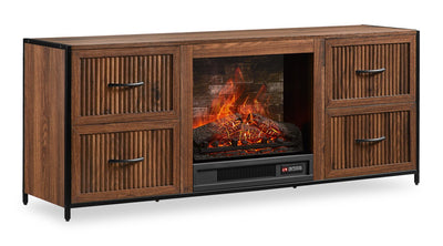Harvin 54" Electric Fireplace TV Stand with Storage for TVs up to 60" – Brown Oak  |  Meuble pour téléviseur Harvin de 54 po avec foyer électrique et rangement pour téléviseurs jusqu’à 60 po - chêne brun