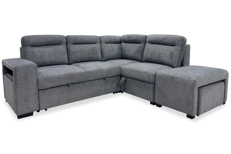 Coast 3-Piece Right-Facing Fabric Sleeper Sectional with Storage and Ottoman - Smoke