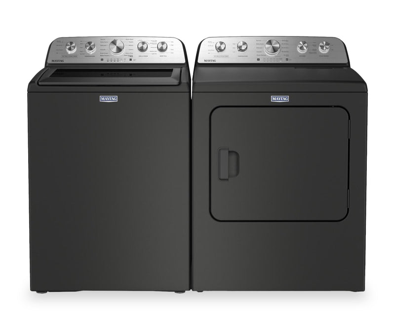 Maytag 5.4 Cu Ft. Top Load Washer with Pet Pro and 7.0 Cu Ft. Gas Dryer – Volcano Black 