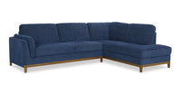Zara 2-Piece Right-Facing Fabric Sectional with Chaise and Wood Legs - Navy 
