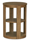 Declan 18\" Modern Round End Table with Shelf – Natural Wood 