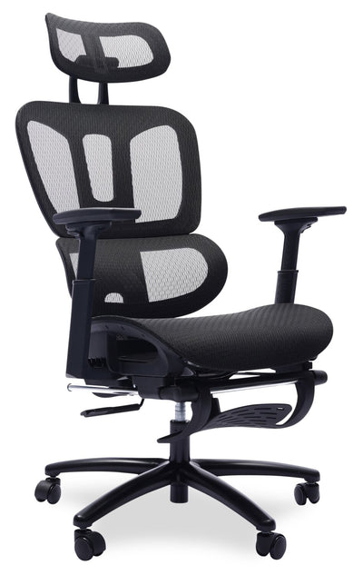 Sealy® Diego 26.3” Adjustable Office Chair with Mesh Padding & Footrest - Black | Chaise de bureau réglable Diego de Sealy de 26,3 po avec rembourrage en mailles et repose-pied - noire