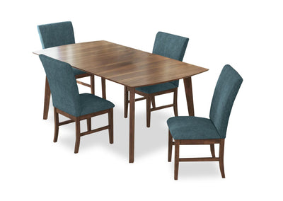 Rain 5pc Dining Set with Table & 4 Blue Chairs, 72"W - Blue/Brown | Ensemble de salle à manger Rain 5 pièces avec table de 72 po (L) et 4 chaises bleues - bleu et brun