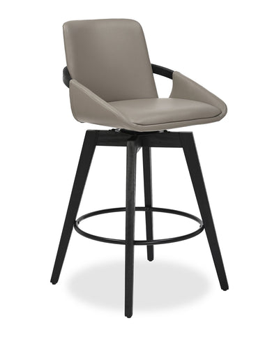 Apex Counter-Height Stool with Swivel Seat & Vegan Leather Fabric, 27"H, Wood & Metal - Taupe | Tabouret 27 po Apex de hauteur comptoir en tissu de cuir végétalien et en métal avec siège pivotant - taupe