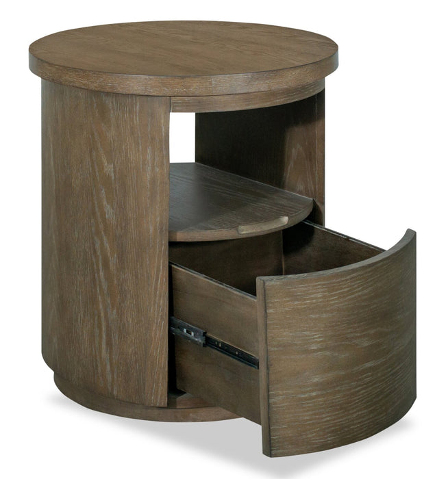 Eldon 22” Modern Round Solid Wood End Table with Storage - Porpoise