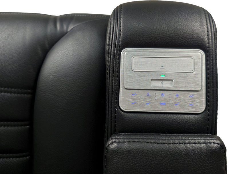 Zen 40\" Faux Leather Power Reclining Massage Chair with Power Headrest and Heated Seat - Black