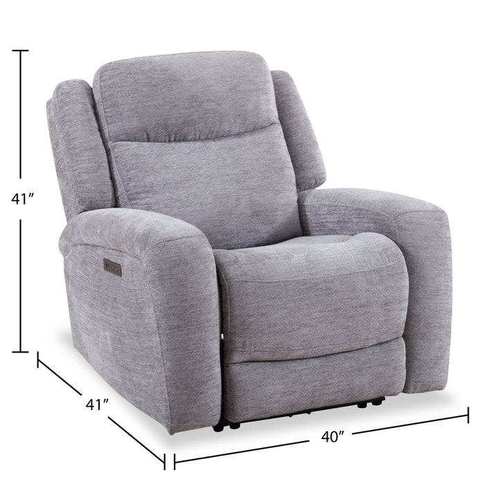 Atlantis 38\" Fabric Power Reclining Chair with USB Port - Dove Grey
