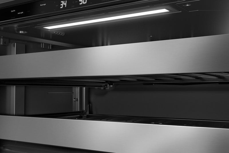 KitchenAid 24\" Beverage Centre with Wood-Front Racks – Black and Stainless Steel - KUBL524SSB