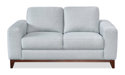 River 63.3" Linen-Look Fabric Loveseat with Wood Base and Legs - Grey | Causeuse River de 63,3 po en tissu d’apparence lin avec base et pattes en bois - grise