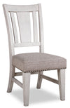 Willow Dining Chair with Cushion Fabric Seat & Nailhead Trim - Rustic White