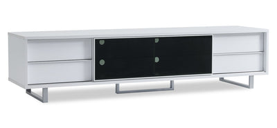 Amelia 89" x 22" Modern TV Stand with Storage and Cable Management for TVs up to 100" - White | Meuble pour téléviseur moderne Amelia de 89 po x 22 po avec rangement et système de gestion des câbles pour téléviseurs jusqu’à 100 po - blanc
