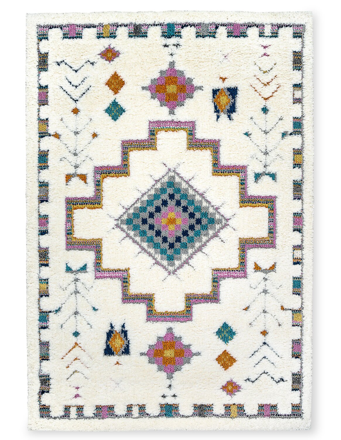 Ellis Multi-Colour Geometric Shag Area Rug 5'3