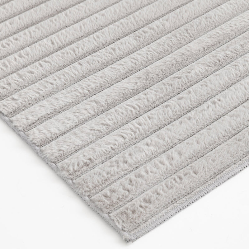 Dream Step Memory Foam Channel Light Grey Faux Fur Area Rug - 5' x 7 ...