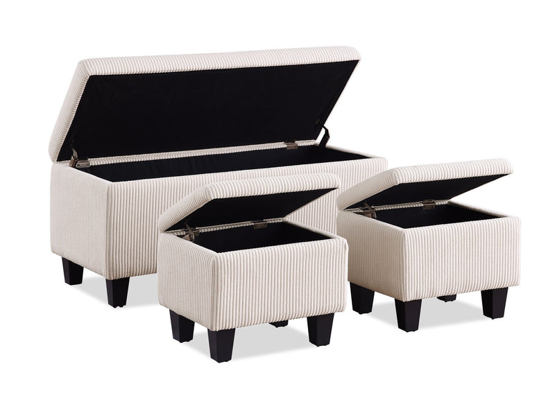 Marlow 19.5” 3-Pack Storage Ottomans – Beige
