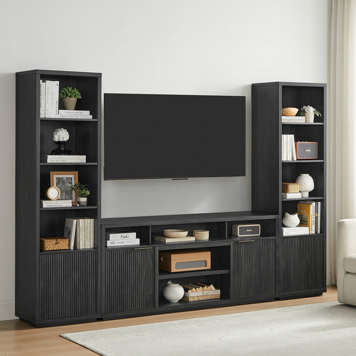 Brenner 104\" 3 Piece Entertainment Center with Storage for TVs Up To 60\" – Charcoal 