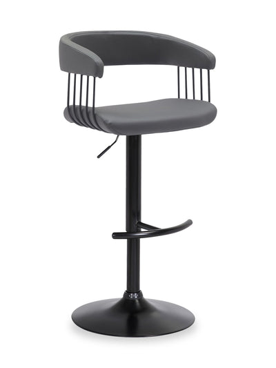 Java Barstool with Swivel & Adjustable Seat, Vegan Leather Fabric, 24.5-33"H, Metal - Grey | Tabouret 24.5-33 po bar Java en tissu de cuir végétalien et en métal avec siège pivotant et réglable - gris